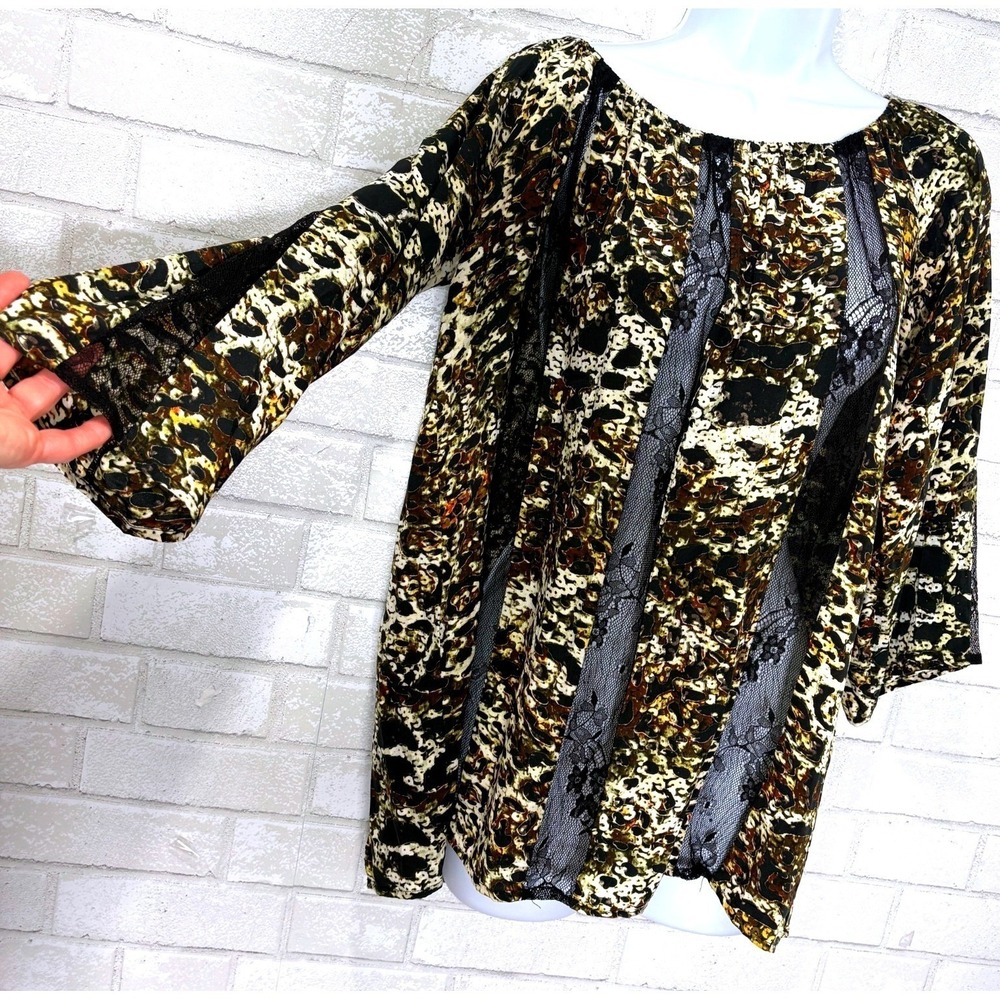 Animal Print Lace Trim Going Out Top Small Oversized Indie Sleaze Fairy Grunge